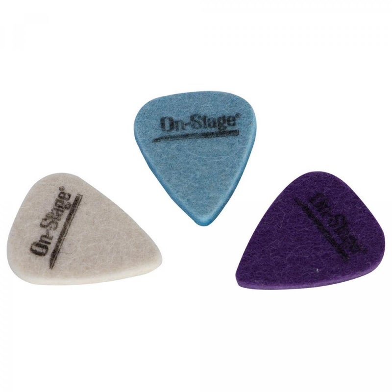 OnStage On-Stage UPK300 Felt Ukulele Picks, 3 Pack,White, blue, purple,Small